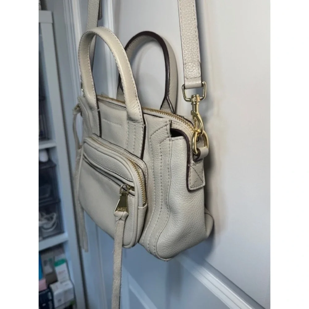 Aimee‎ Kestenberg Grey Pebble Leather Satchel Crossbody Bag Gold Hardware